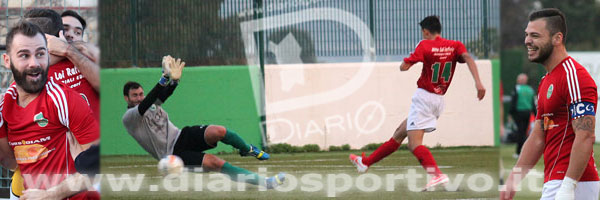 Il gol del 2-1 di Alessandro Portas, a sinistra Mastio e a destra Gutierrez